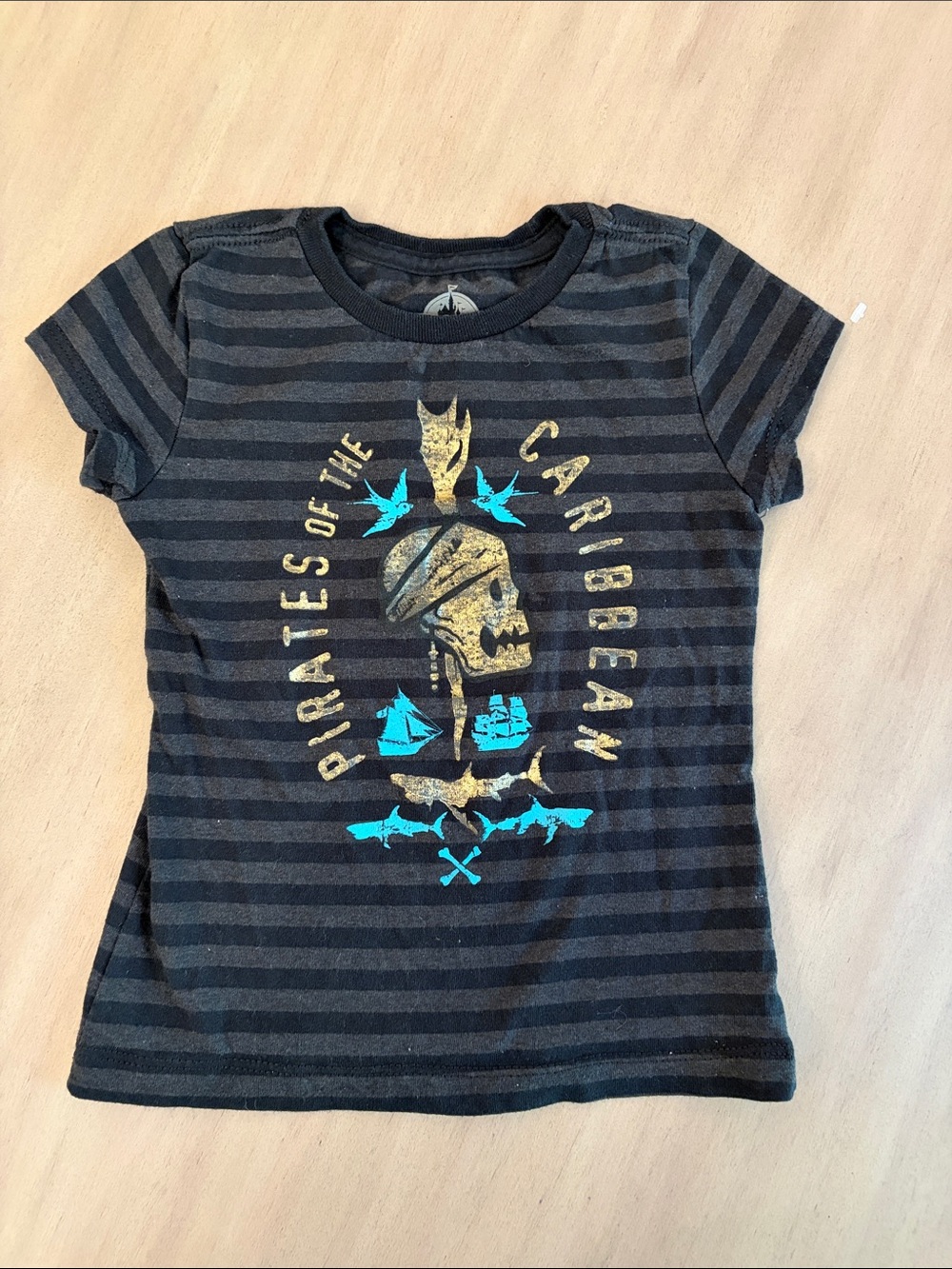 Kids Black & Gray Striped Pirate Graphic Tee
